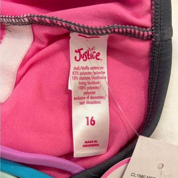 Justice Girl’s One-Piece Swimsuit with Rainbow Spaghetti Straps - Picture 3 of 8